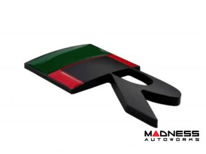 Jaguar Custom Emblem - R - Satin Black Finish - Green/ Red